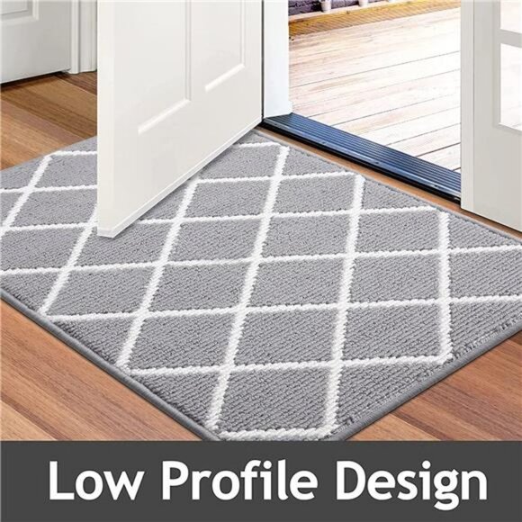 Indoor Door Mat, Non-Slip Absorbent Resist Dirt Entrance Rug, 20" x 32", Grey - Picture 4 of 6